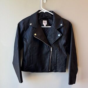 GAP girls  Black feux Leather Moto Jacket